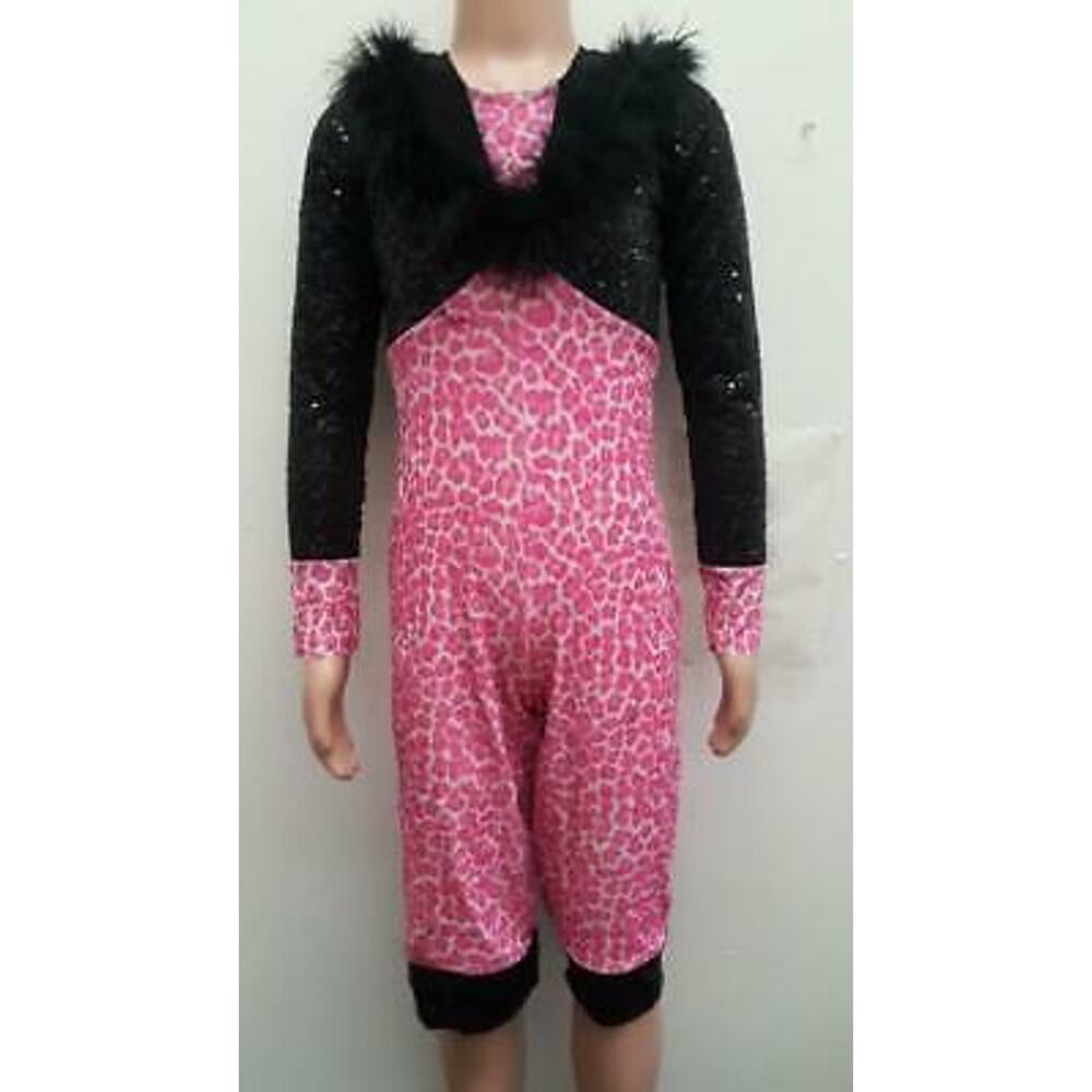 Dance Costume Art Stone  0052 Art Medium Child Pink  Feathers Jazz Sequin